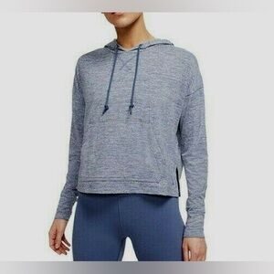 Nike Women's Diffused Blue Yoga Jersey Cropped Hoodie - Size Medium